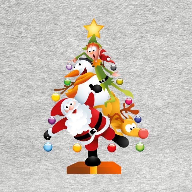 Santa and Friends Funny Transparent Christmas Tree by dcohea